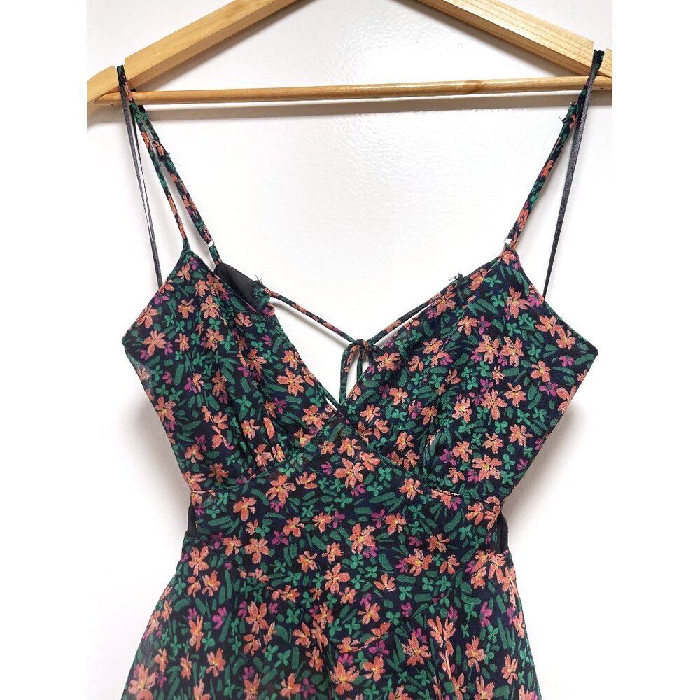 Floral Romper Shorts Womens Size XS Mahina Hawaii Floral Print Chiffon Backless - Picture 11 of 12